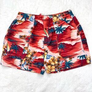 Tommy Bahama Swimming Trunks Men's XL‎ Red Tropical Nylon Lined Hawaiian Beach